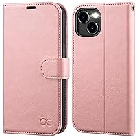 OCASE Compatible with iPhone 15 Wallet Case, PU Leather Flip Folio Case with Card Holders RFID Blocking Kickstand [Shockproof TPU Inner Shell] Phone Cover 6.1 Inch 2023, Pink