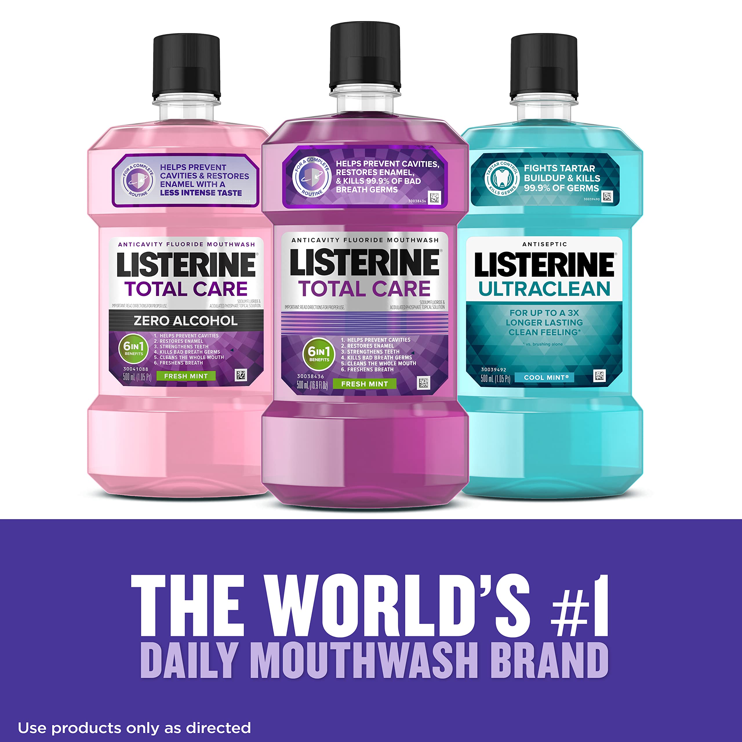Listerine Total Care Anticavity Fluoride Mouthwash, 6 Benefit Oral Rinse Kills 99% of Bad Breath Germs, Prevents Cavities, Strengthens Enamel, ADA-Accepted, Fresh Mint, 8.5 Fl. Oz (250 mL)