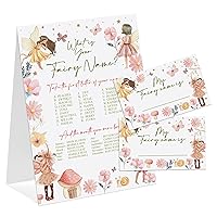 Fairy Theme What's You Fairy Name Game, Baby Shower Game Stickers, Birthday Game, Party Decoration, Activity Game for Office or Class, Package Contains 1 Sign and 30 Name Stickers(wyn08)
