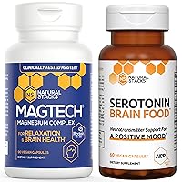 NATURAL STACKS MagTech Magnesium & Serotonin Brain Food Bundle - Supports Relaxation & Brain Health - Promotes a Positive Mood - 150 Capsules
