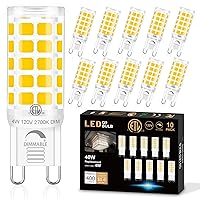 10 Pack Dimmable G9 LED Bulb, 4W 2700K Soft White G9 Led Light Bulb (40W Halogen Bulbs Equivalent), Ceramic G9 Bi-Pin Base, AC 120V 400LM, Dimmable T4 Led Light Bulb for Chandelier