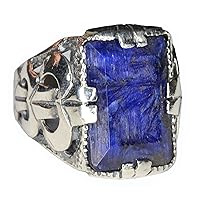 925 Sterling silver Men Ring, Blue Sapphire Natural Gemstone, FREE EXPRESS SHIPPING