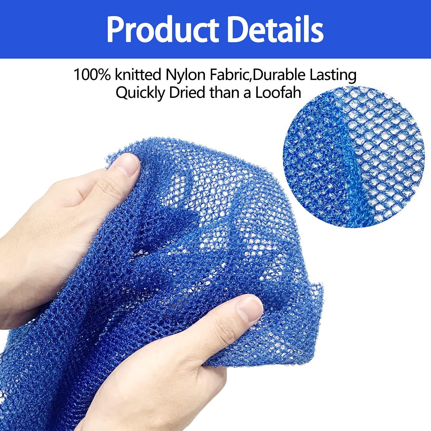 Exfoliating Washcloth Towel Body Scrubber Loofah African Net Bathing Sponge Back Scrubber for Shower Mesh Pouf Sponge Skin Smoother for Daily Use or Stocking Stuffer Bathroom Accessories 2pcs