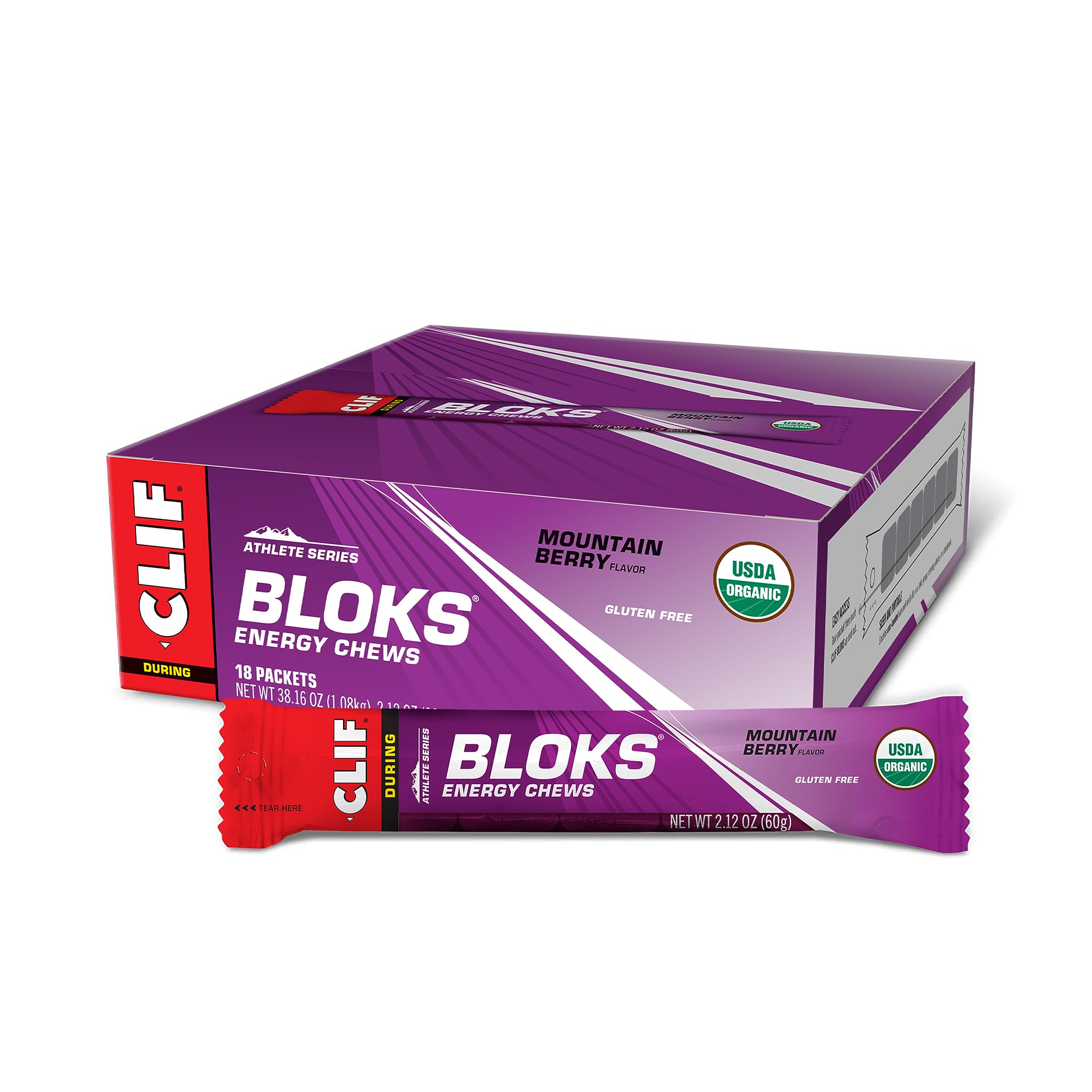 CLIF BLOKS - Mountain Berry - Energy Chews - 2.12 oz. (18 Count)