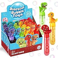 Roberly Dinosaur Bubbles Party Favors for Kids, 24Pcs Refill Bubble Wands Toys Bulk Dinosaur Themed Birthday Party Treats Goodie Bag Stuffers Classroom Prizes Gifts for Boys Girls
