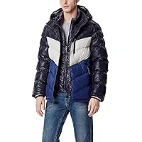 Tommy Hilfiger Men's Midweight Chevron Quilted Performance Hooded Puffer Jacket