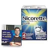 Nicorette 4 Mg Nicotine Gum to Help Quit Smoking with Behavioral Support Program - White Ice Mint Flavored Stop Smoking Aid, 160 Count