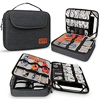 HOLIMET Cable Organiser Bag,Electronic Accessories Bag Double Layer for Travel Waterproof Cord Storage Organizer Bag for iPad, Kindle, Hard Drives, Cables, Chargers,Power Bank and More(Black)