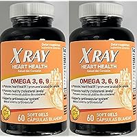 X Ray Heart Health Omega 3,6,9 Dietary Supplement, 60 Soft Gels - Pack of 2