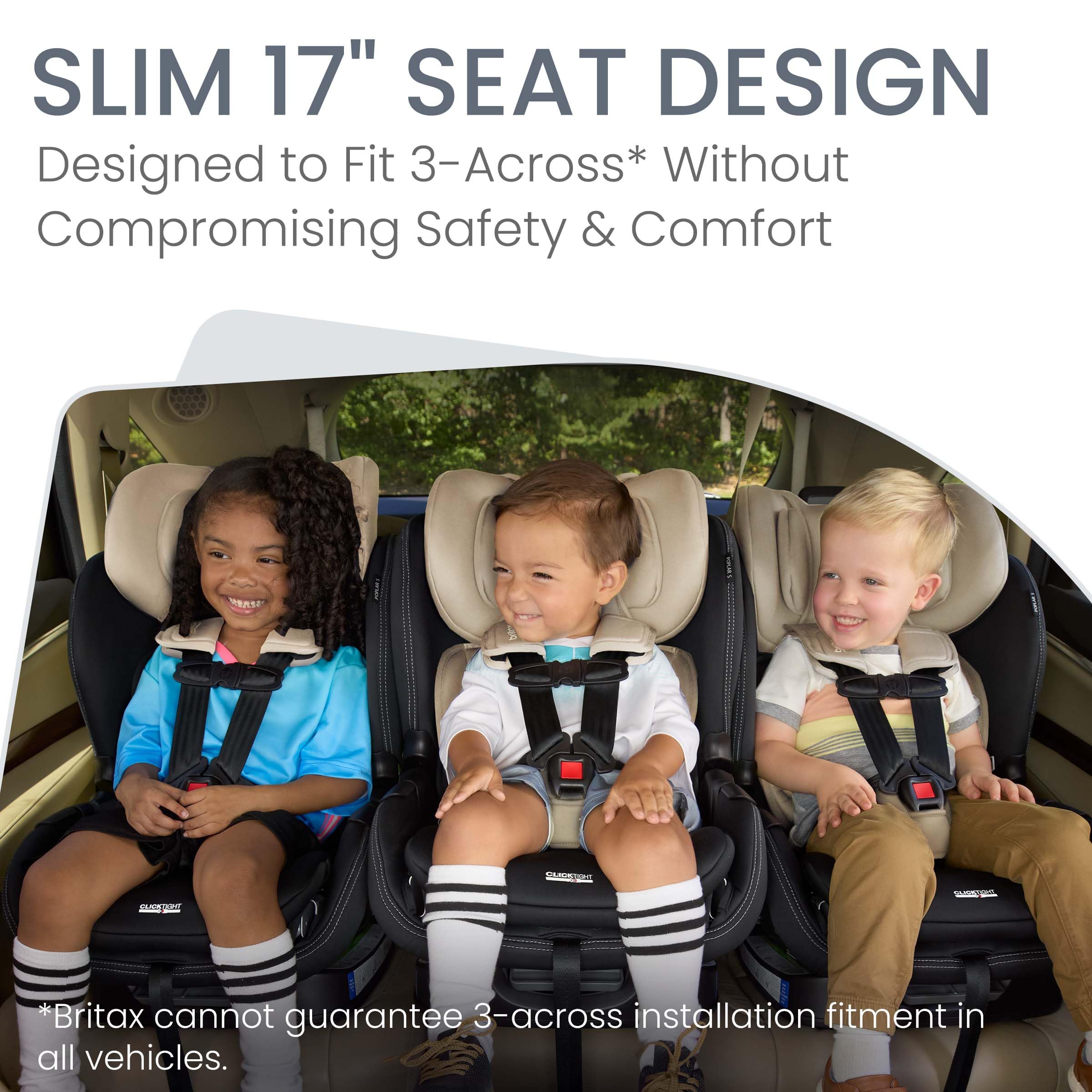 Britax Poplar S Convertible Car Seat, 2-in-1 Car Seat with Slim 17-Inch Design, ClickTight Technology, Sand Onyx