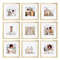 9 Piece Gallery Wall Frame Set, 12x12 in. Matted to 8x8 in. (Gold)