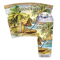 Rico Industries Margaritaville 24oz Acrylic Tumbler with Hinged Lid, Officially Licensed Double Wall Tumbler with Straw