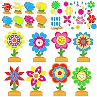 24 Packs Mother's Day Flower Craft Kits for Kids Spring Time Sunflower Floral DIY Art Craft Set Home Preschool Classroom Game Activities Spring Party Decors