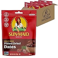 Sun-Maid Deglet Noor Pitted Dried Dates - (4 Pack) 8 oz Resealable Bag - Pitted Deglet Noor Dates Dried Fruit Snack for Lunches, Snacks, and Natural Sweeteners