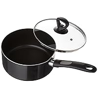 Mirro A7972484 Get A Grip Aluminum Nonstick 3-Quart Saucepan with Glass Lid Cover Cookware, Black
