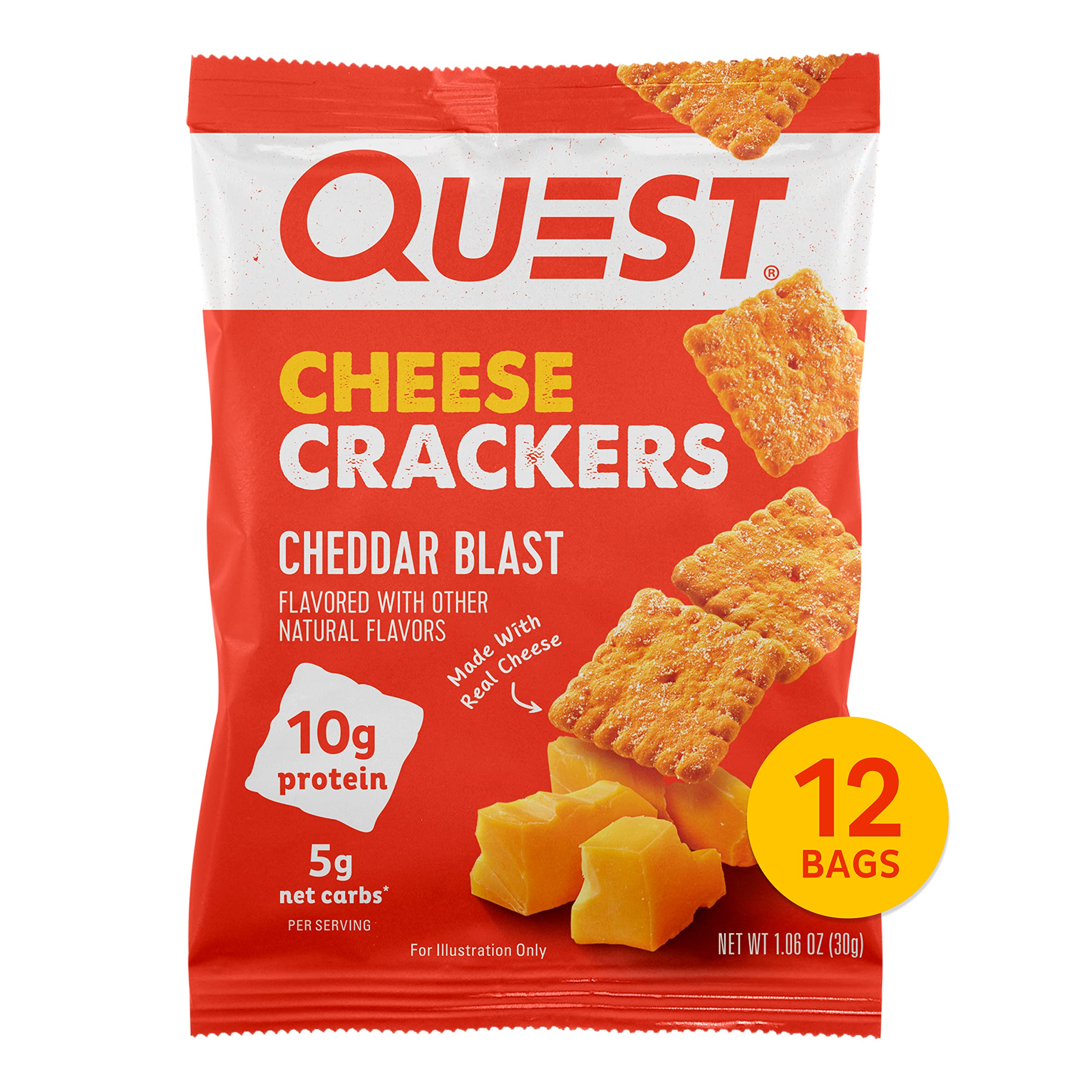 Quest Nutrition Mini Cookies & Cream Protein Bars, High Protein, Low Carb, Keto Friendly, 14 Count & Cheese Crackers, Cheddar Blast, High Protein, Low Carb