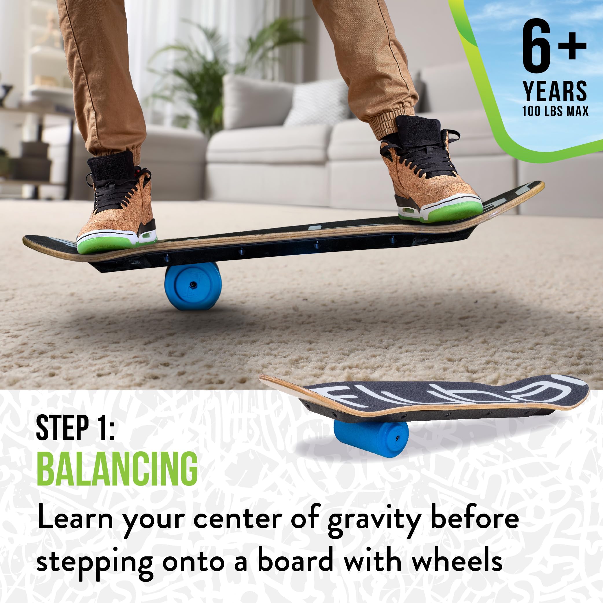 Flybar 3 in-1 Learn to Skate – Complete Skateboard for Beginners, Balance Board, Skateboard Accessories, Learn Skate Tricks Fast and Easy, Ollies, Backflips, Durable, Boys, Girls, Ages 6+, 100 lbs