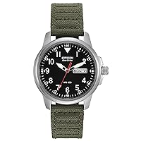 Citizen Men's Sport Casual Garrison 3-Hand Day/Date Eco-Drive Nylon Strap Watch, Arabic Markers, 100 Meters Water Resistant, Luminous Hands and Markers