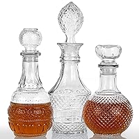 Liquor Decanters Whiskey Decanter Set - Creative Glass Decanter for Liquor,Decanter for Tequila,Bourbon and Vodka Unique Whiskey Gift for Man,Dad,Husband and Home Bar Decor(17.6oz*2, 17oz*1)