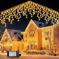 orahon Icicle Christmas Lights Outdoor, 32.8FT 400LED Connectable Christmas Curtain String Lights with 8 Modes & Memory Timer Waterproof for Christmas Decorations Wedding Party Holiday (Warm White)