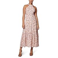 Laundry by Shelli Segal Women's Halter Neck Midi Dress with Tiered Skirt