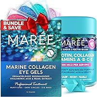 MARÉE Beauty Bundle - Under Eye Gels & Biotin Gummies - Marine Collagen & Hyaluronic Acid, A B C E Vitamins Complex with Keratin & Pantothenic Acid - De-puff Eyes & Dark Circles, Skin, Nails & Hair