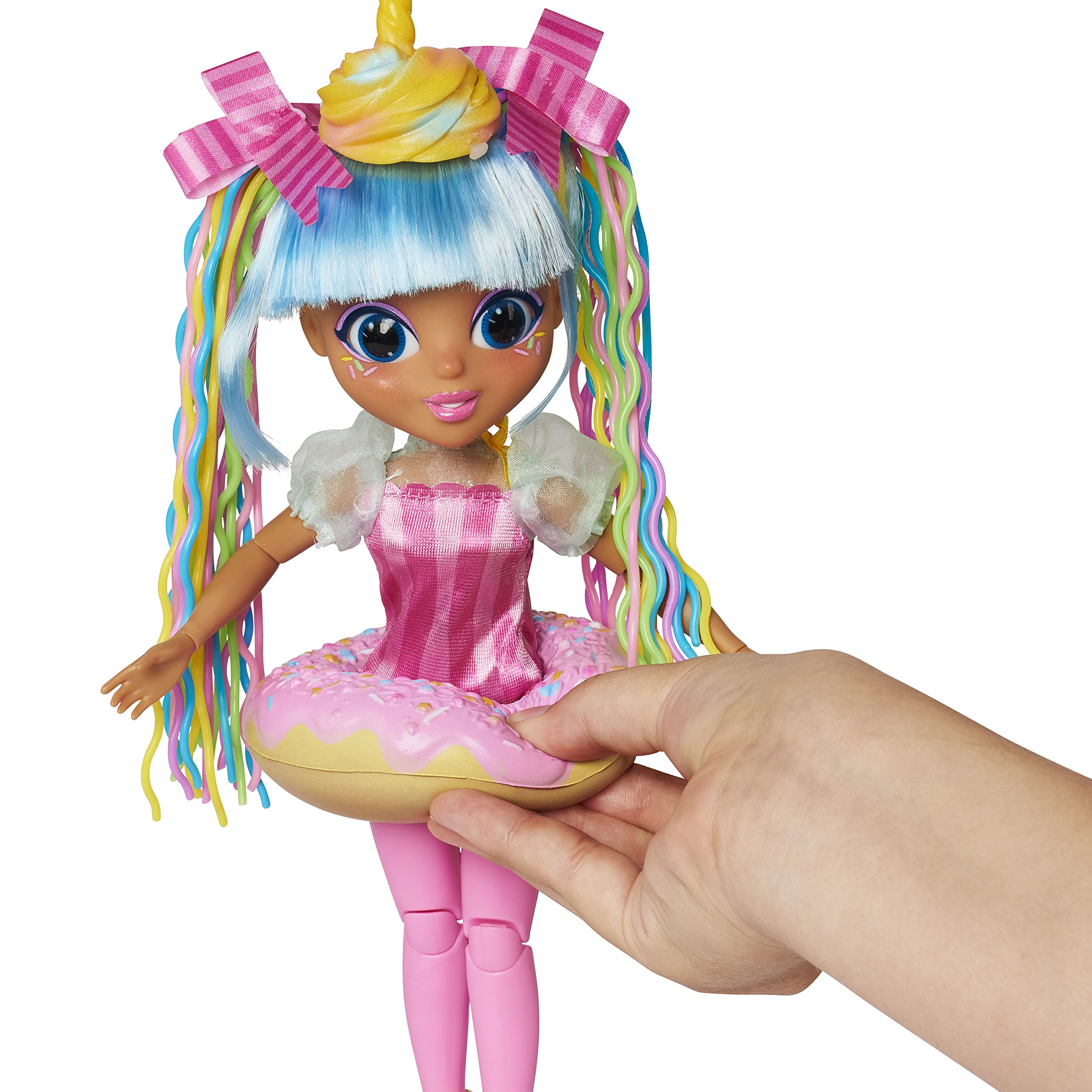 Sunny Days Entertainment Fidgie Friends Unicorn Sprinkles – Stretchy Noodle Hair with Slow Foam Donut Skirt | 10.5 Inch Fashion Doll with Fidgets | Sensory Toys for Kids