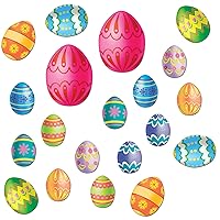 Beistle Easter Egg Cutouts, 20 Pieces – Assorted Colorful Spring Holiday-Themed Paper Decorations