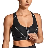 SYROKAN Women's High Impact Front Closure Racerback Full Support Wirefree Sports Bra