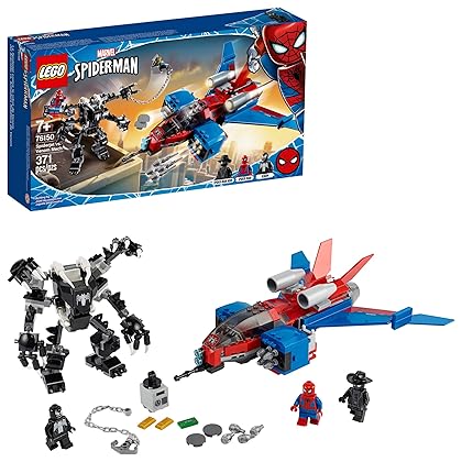 LEGO Marvel Spider-Man Spider-Jet vs Venom Mech 76150 Superhero Gift for Kids with Minifigures, Mech and Plane (371 Pieces)
