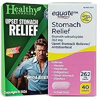 Equate Stomach Relief 262 mg 40 Caplets and Vital Volumes Tips Card | Bundle
