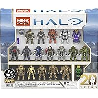 MEGA Halo Action Figure Building Toys Set, 20th Anniversary Character Collector Pack with 352 Pieces, 20 Poseable Articulation Figures, Kids or Adults (Amazon Exclusive)