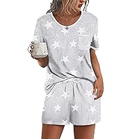 Ekouaer Pajama Set for Women 2 Piece Lounge Set Tops and Shorts Soft Sleepwear, Chest Pocket
