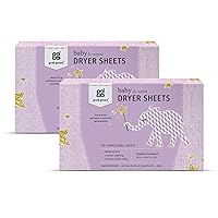 Grab Green Baby Laundry Dryer Sheets, 160 Sheets, Dreamy Rosewood Scent, Plant and Mineral Based, Compostable, Softens Clothing and Linens, Reduces Static Cling