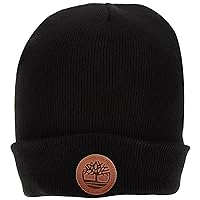 Mens Cuffed Beanie With Leather Logo Patch