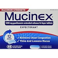 AEE Maximum Strength Mucinex Expectorant 1200 mg Guaifenesin 48 Extended-Release Bi-Layer Tablets