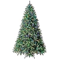 7.5 ft Color Blast Pre-Lit Washington Spruce Quick Set Artificial Christmas Tree, Color Blast LED Lights