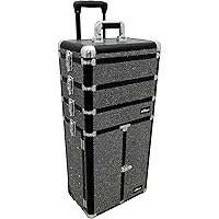 Colonne 2-In-1 Rolling Makeup Case Professional Nail Travel Organizer Box, Black Krystal, 25 Pound, SI3366KLAB
