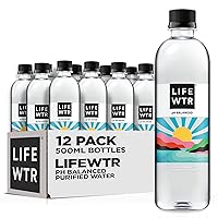 LIFEWTR Premium Purified Water pH Balanced with Electrolytes, 100% recycled plastic bottles, 500ml 16.9 Fl Oz Bottles(Pack of 12)