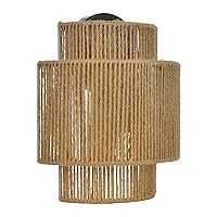 Arturesthome 1 Light Rustic Wall Sconces, Hand Woven Hemp Rope Light Fixture Boho Wall Lamp, Bedside Farmhouse Flush Mount Lamp Shade for Kids Room Passway