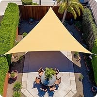 12'X12'X12' Triangle Sand Sun Patio Shade Sail Canopy Use for Patio Backyard Lawn Garden Outdoor Awning Shade Cover-185 GSM-Block 98% of UV Radiation-5Years Warranty