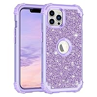 LONTECT for iPhone 13 Pro Max Case Marble Shockproof Heavy Duty Rugged Durable Protective Cover Glitter Sparkly Bling Girls Women Case for Apple iPhone 13 Pro Max 6.7 inch,Shiny Purple