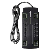 Amazon Basics Rectangle 12-Outlet Power Strip Surge Protector, 4,320 Joule, 8-Foot Cord, Black