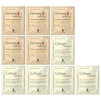 Collage and Ginseng Korean Face Sheet Mask- Smooth, Moisturizing, Revitalizing, Firming, Skin Care for All Skin Types (10Pack)