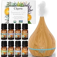 Organic Aromatherapy Set (Top 8) with Diffuser