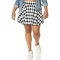 Women's Black/White Diamond Print Stretch Lycra Skirt