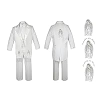 Baby Boy Christening Baptism Church White Tail Suit Mary Maria Stole & Back Sm-7