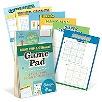 Knock Knock Roadtrip & Getaway On-The-Go Game Pad, Travel Car Activities for Kids, 6 Games (Sudoku, Super Tic-Tac-Toe, Hangman, Bingo, Word Search, Categories), 6 x 9-inches