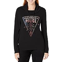 Fifth Sun Stranger Things Hawkins Police Rats Women's Cowl Neck Long Sleeve Knit Top