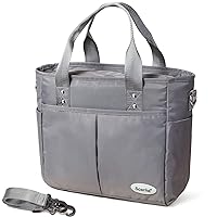 Scorlia Insulated Lunch Bag, Large Lunch Tote Bag With Removable Shoulder Strap, Durable Reusable Cooler lunch Box with Side pockets, Tall Drinks Holder for Women Men Work, Grey